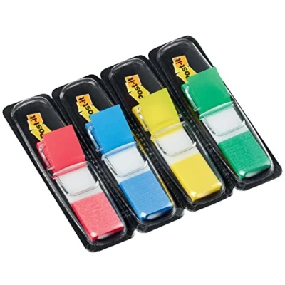 Immagine di Post it Index Small Flags, Confezione da 4 Dispensers, 35 Segnapagina, 11.9 mm x 43.2 mm, Colori assortiti, per Contrassegnare, Evidenziare o Codificare a le Informazioni Importanti