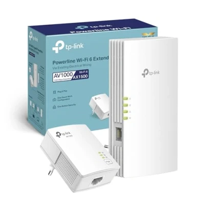 Immagine di TP Link TL WPA7817 KIT Powerline WiFi 6, AV1000Mbps e AX1500Mbps su 6 Dual Band, Homeplug AV2, Plug &amp; Play, Porta Gigabit Ethernet, Wi Fi Auto Sync, EasyMesh, Compatibile con tutti i Router