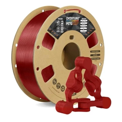 Immagine di OVERTURE Filamento PETG 1.75mm, 1kg Bobina(2.2lbs), Neatly Wound Durevole Filament per Stampante 3D, Precisione Dimensionale +/ 0.02 mm, 3D Printer (Rosso Trasparente)