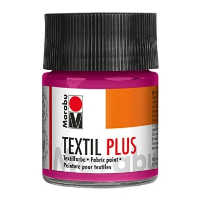 Immagine di Marabu Textil Plus Vernice Coprente Scuri, Adatta per Pittura Stampa su Tessuto, Dopo Il Fissaggio, Lavabile Fino a 40 C, 50 ml, Lampone, Colore (Confezione da 1), 17150005005