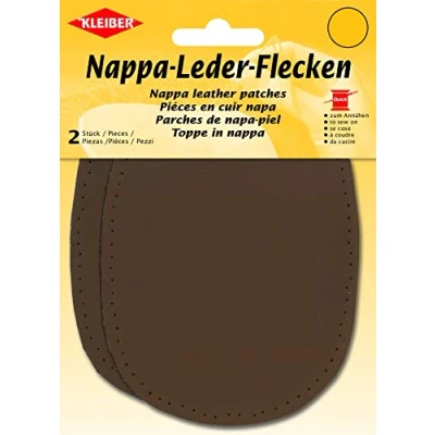 Immagine di Kleiber Toppe in Nappa per Gomiti e Ginocchia da Cucire 12,5 cm x 10 cm, Marrone, 2 Confezione