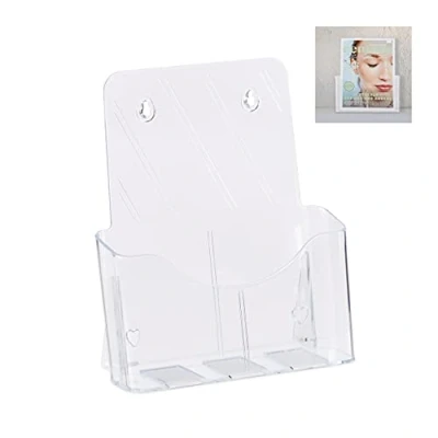 Immagine di Relaxdays 10x Porta Depliant, Formato A4, da Appendere e Appoggiare Acrilico, Opuscoli, HxLxP 27x24x10 cm, Trasparente