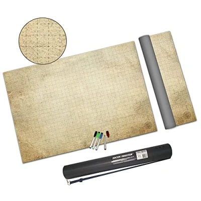 Immagine di Dungeon Grid Game Mat Accessorio Essenziale per Giochi di Ruolo Battaglie da Tavolo Compatibile con D&amp;D, Pathfinder e Warhammer Riutilizzabile, Resistente Portatile