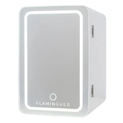 Immagine di Flamingueo Frigorifero Piccolo 6,5L Mini Frigo Specchio e LED, 12V/220V, da Camera, Ufficio, Raffreddamento Riscaldamento