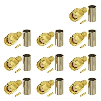 Immagine di Eightwood Adattatore RP SMA Connettore PCB Fai da Te Dritto a crimpare 10Pcs per modulo WLAN Wireless Antenna LMR195 RG58 RG400 RG142 RF Cavo