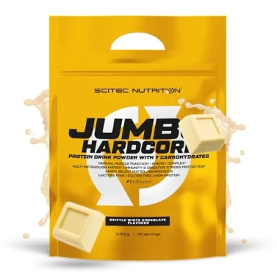 Immagine di Scitec Nutrition Jumbo Hardcore, integratore di peso ad alto contenuto proteico con Amino Select Matrix, Superfoods, Creatina e 7 carboidrati, senza glutine, 5355 g, Torrone cioccolato bianco