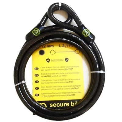 Immagine di Antifurto Bicicletta: cavo 2,1 m x 12 mm in acciaio a doppio nastro di alta sicurezza per supporto e lucchetto biketrap …