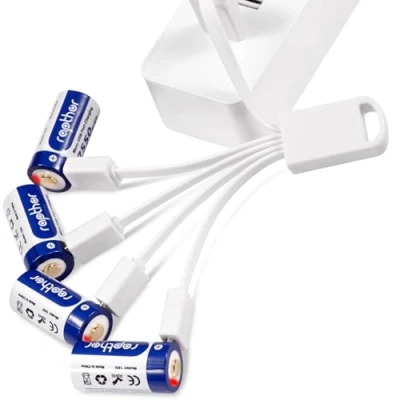 Immagine di Rapthor USB Batterie ricaricabili 850mAh compatibili con Arlo Wireless Security Camera 3V batteria al litio caricatore (4 pezzi) (4)