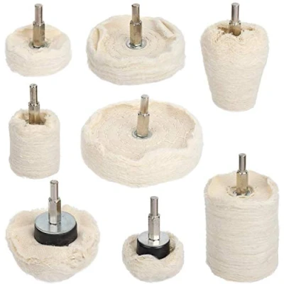 Immagine di Hyber&amp;Cara 8 Dischi per lucidatura, Tamponi Lucidare, da fissare su trapano avvitatore a batteria, cerchioni dell’auto, collettore, alluminio, acciaio inox, cromo, gioielli