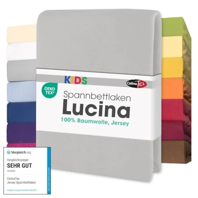 Immagine di CelinaTex Lucina Baby Kids lenzuolo elasticizzato lettino letto per bambini cotone 2er Set 60x120 70x140 cm grigio argento