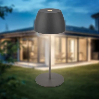 Immagine di B.K.Licht Mini lampada da tavolo LED senza fili IP44 touch, dimmerabile all&#039;infinito, batteria ricaricabile e sorgente luminosa sostituibile, comodino, 8x20 cm (LxA), nero