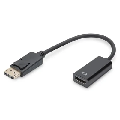 Immagine di Digitus DB 340400 001 S DisplayPort / HDMI Adattatore [1x Spina 1x Presa HDMI] Nero tondo, doppia schermatura, bloccabile 15.00 cm