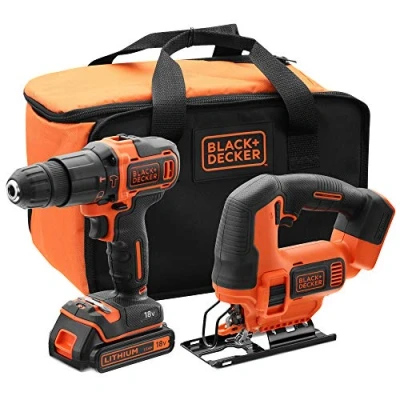 Immagine di BLACK+DECKER BCK22S1S Set trapano avvitatore a batteria agli ioni di litio da 18 V, 1,5 Ah, con e custodia V