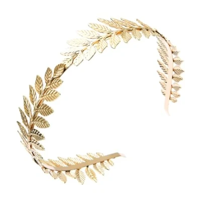 Immagine di Danshinbow fascia per capelli da dea greca, tiara con foglie dorate, sposa, donne e ragazze