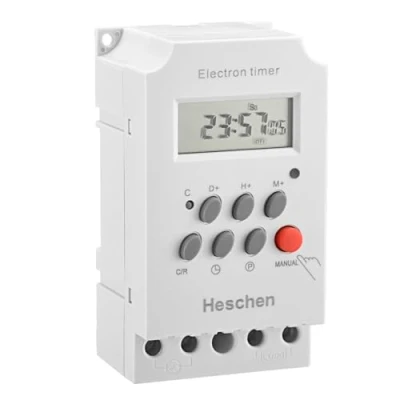 Immagine di Heschen Timer elettronico programmabile settimanalmente con display LCD, KG316T II, 220 240 V CA, 25 A, 4 morsetti a vite