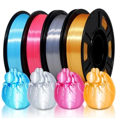 Immagine di Eono Filamento per Stampa 3D, Silk PLA Filamento, 1,75mm precisione 0,03 mm, 1 kg, Multicolore,Smussato e Liscio Effetto Seta, Indicato Stampe Decorative.