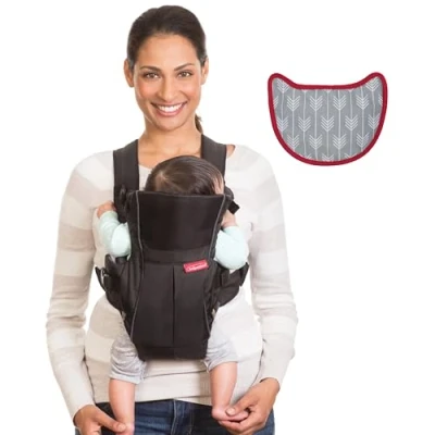 Immagine di Infantino Swift Classic Carrier con tasca 2 modi di trasporto Cinghia regolabileMarsupio neonato bavaglino e Facile da pulire Nero Essenziale per neonati tra 3,6 11,3 kg