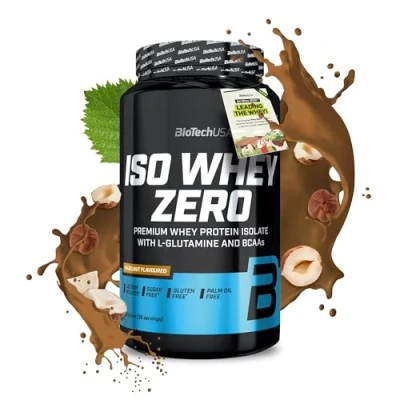 Immagine di BioTechUSA Iso Whey Zero Premium Protein Isolate Grass Fed Enzyme Free Sugar and Gluten free, 908 g, Nocciola