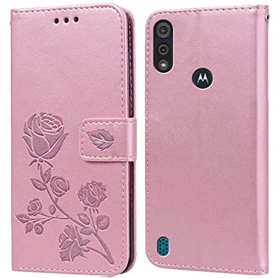 Immagine di PKQTOP Cover per Motorola Moto E6S 2020/E6I Custodia,Carta Fessura, Supporto Stand,Silicone TPU,Flip Protettiva Case E6I(6.1&quot;)