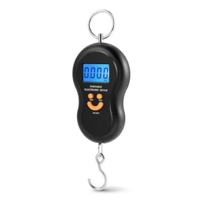 Immagine di Flexzion Bilancia portatile digitale da appendere con precisione, Bilancino elettronico professionale, Capacità di peso 40 kg alimentata a batteria, gancio display LCD retroilluminato