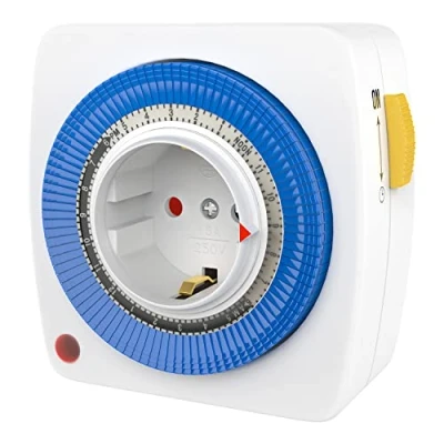 Immagine di Benon Timer meccanico con 96 segmenti (5 minuti), funzione di accensione e spegnimento automatici controllo genitori (max. 3680 W) bianca