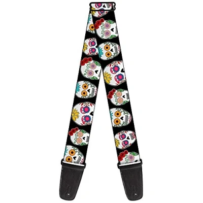 Immagine di buckle down tracolla per chitarra sfalsati Sugar Skulls close up nero/Multicolore 5,1 cm Larghezza 29 137,2 lunghezza