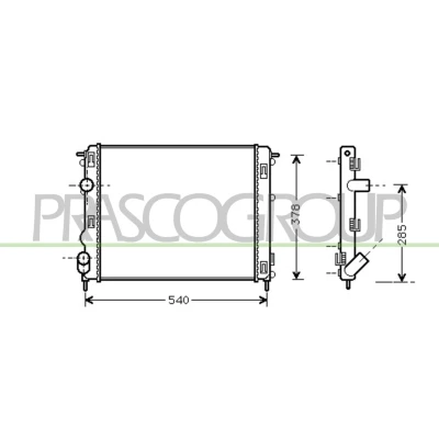Immagine di PRASCO DA220R002 Radiatore motore Alluminio 480 415 23 Alette di raffreddamento montate meccanicamente RENAULT: Kangoo I Express, CLIO 2,