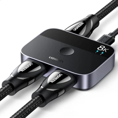 Immagine di UGREEN Switch HDMI 8K@60Hz 2 Ingressi 1 Uscita Commutatore 2.1 4K@144Hz 2K@240Hz Compatibile con MacBook PRO Mac Mini, Blu Ray Dvd, PS5 PS4, Xbox 360/Xbox One, Fire Stick, Chromecast, TV