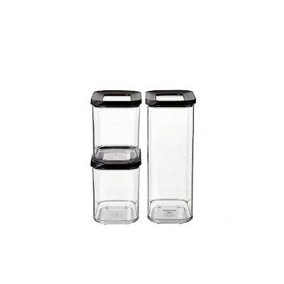Immagine di Mepal Set di 3 pezzi Contenitori Plastica per Alimenti con Coperchio Organizzatori da Cucina Trasparente, Impilabili &amp; Ermetici 2 x 1000 ml, 1 1500 ml e 425 Black