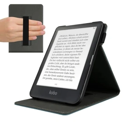 Immagine di kwmobile Custodia verticale compatibile con Kobo Aura ONE Cover fascia mano e leggìo Case Reader Flip
