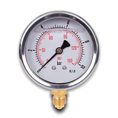 Immagine di Manometro glicerina attacco radiale, in acciaio inox IP65 63 mm con connettore dal basso, 1/4 (0 10bar)