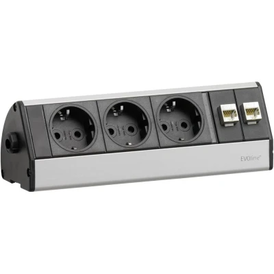 Immagine di EVOline 103317 Multipresa 3 scomparti Nero, Argento Schuko 1 pz.