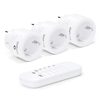 Immagine di sonero® set di prese wireless 2300 watt 1x telecomando, 3x per uso interno, portata 30 m, design compatto, bianco