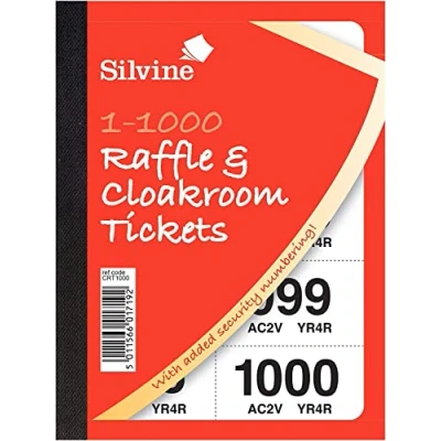Immagine di Silvine Biglietti per guardaroba/lotteria, numerati da 1 a 1000 con numerazione di sicurezza, rif. CRT1000 [confezione 6]