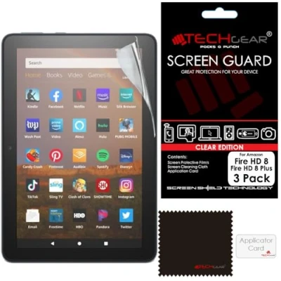 Immagine di TECHGEAR, pellicola protettiva per schermo ultra trasparente, progettata tutti i nuovi tablet Amazon Fire HD da 8&quot;, 8&quot; Plus (2020/10a generazione)