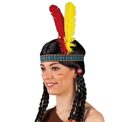 Immagine di Boland 44136 Cerchietto indiano con piume, elastico per capelli, cowboy, western, apache, carnevale, halloween, festa in maschera, a tema