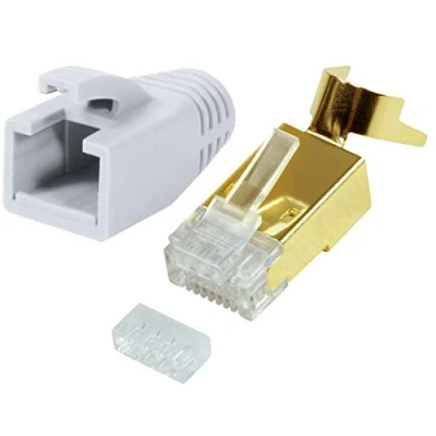 Immagine di Odedo Confezione da 10 connettori crimpati CAT 7 7A, 6A 8.1, cavo di posa fino a 8 mm 10GBit Gigabit Ethernet rigido, cavi flessibili 1.2 1.45 AWG 22 24 RJ45 blanco