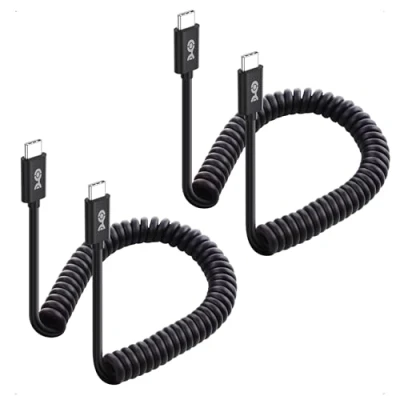 Immagine di Cable Matters Confezione da 2 cavo a spirale USB C con ricarica rapida 3A / 60W 0,3 1,2 m, supporto Apple CarPlay, Android Auto, di C, per iPhone 16/15 Pro Max Plu