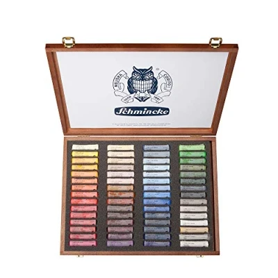 Immagine di Schmincke Pastello, set di 60 colori, 77 260 097, scatola legno con pastelli fatti a mano, colori brillanti, satinat opachi e altamente resistenti alla luce