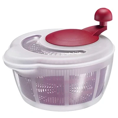 Immagine di Westmark Centrifuga per insalata, Capacità: 5 litri, ø 26 cm, Plastica, Senza BPA, Fortuna, Colore: Trasparente/Rosso, 243222E2