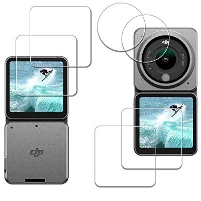 Immagine di iDaPro vetro temperato Pellicola per DJI Action 2 con doppio schermo e protezione lenti, 6 pezzi facile installazione
