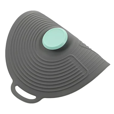 Immagine di Angoily coperchio universale in silicone per pentole e padelle, resistente al calore, ermetico, ciotole, pentole, padelle (grigio 32. 5 x cm)