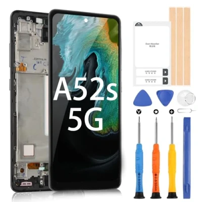 Immagine di LCD Schermo per Samsung Galaxy A52s 5G SM A528B A528B/DS Display Touch Digitizer Vetro Assembly di Ricambio Sostituzione con Riparazione Kit (6,5&quot;,Nero Cornice, Senza Fingerprint Unlocking)
