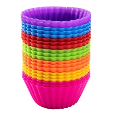 Immagine di AVANA Grandi stampi per muffin riutilizzabili in silicone di alta qualità, set da 20 pirottini ecologici muffin, 7 colori