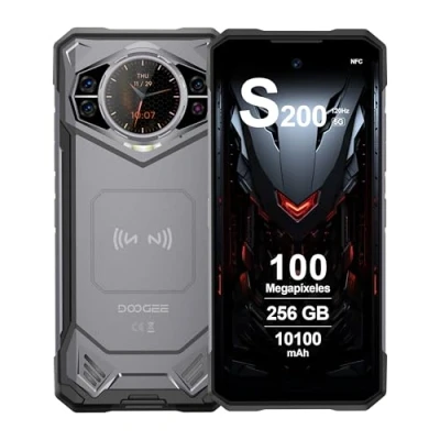 Immagine di DOOGEE S200 5G Rugged Smartphone 2024, Android 14, 6.72&quot; FHD+ 120Hz Display, 32GB RAM+256GB ROM, 10100mAh, 100MP Fotocamere, Octa Core, Telefono Indistruttibile Unlock, GPS, NFC, Grigio