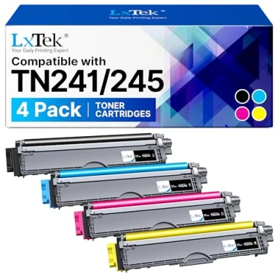 Immagine di LxTek Compatibili Cartucce di Toner Sostituzione per Brother TN241 TN245 HL 3140CW 3150CDW 3170CDW MFC 9140CDN 9340CDW 9330CDW DCP 9020CDW (Nero Ciano Magenta Giallo, 4 Pack)
