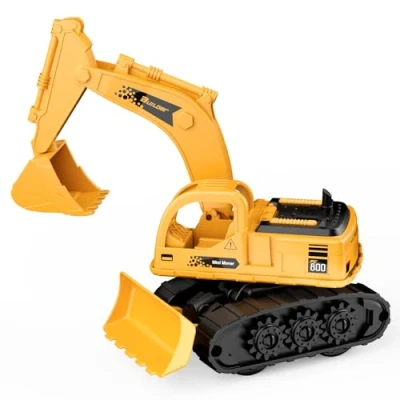 Immagine di GizmoVine Escavatore Giocattolo, Ruspa, 2 in 1 Camion a Frizione Modellini con Bulldozer, Parti Resistenti e Flessibili, Spiaggia Macchinine per Bambini 3 4 5 Anni, Regalo di Compleanno