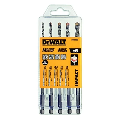 Immagine di DEWALT Set 5 Punte Multimateriale Muro Legno PVC Attacco, DT60099 QZ