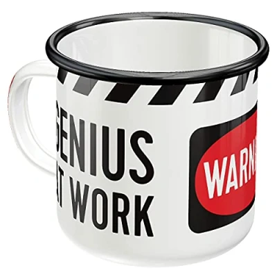 Immagine di Nostalgic Art Tazza smaltata retrò, Genius At Work Idea regalo per giocatori, Coppa da campeggio, Design vintage, 360 ml