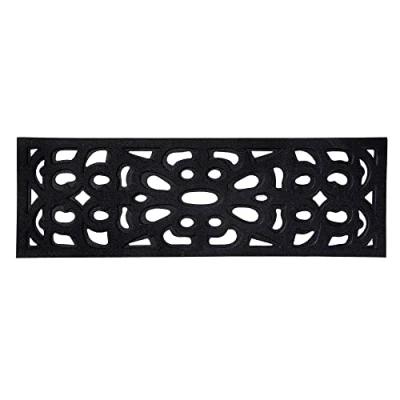 Immagine di Nicoman Zerbino decorativo per esterni, resistente, antiscivolo, in gomma, 75 x 25 cm, colore: nero